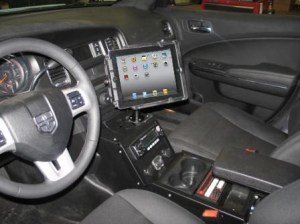 iPad mounted in a Dodge Charger
