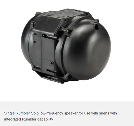 Single Rumbler Solo low-frequency speaker for use with sirens with integrated Rumbler capavility