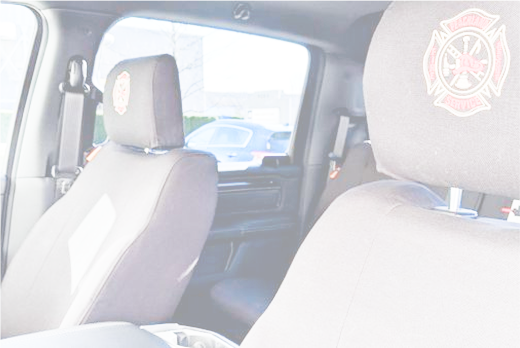 Inside a fire and rescue vehicle