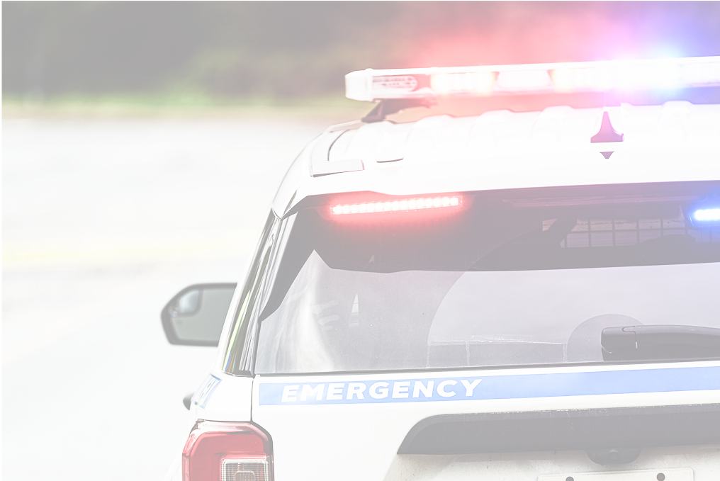 Police truck with lights on