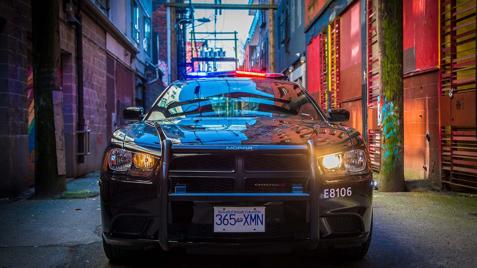 Front view of cop car