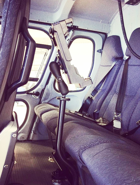 Inside of a helicopter