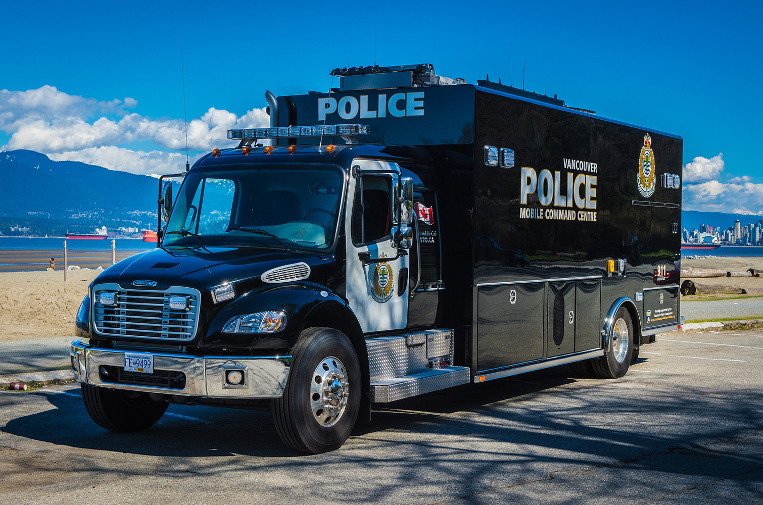 Side view of a police mobile command centre