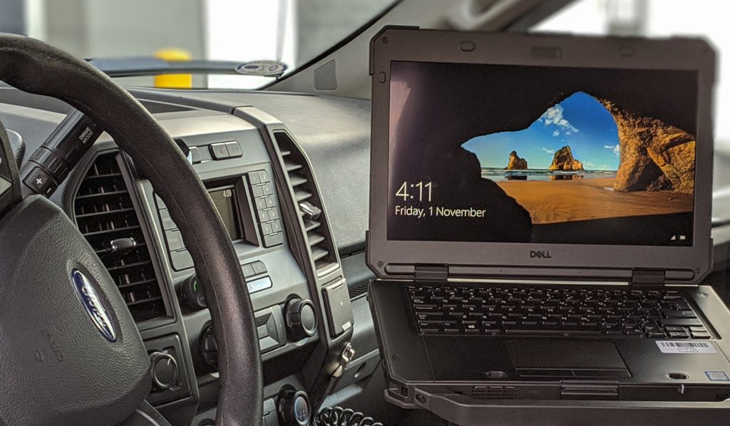 Mobile computer mounted inside a truck