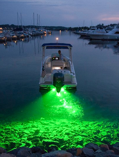 Boat with external lighting