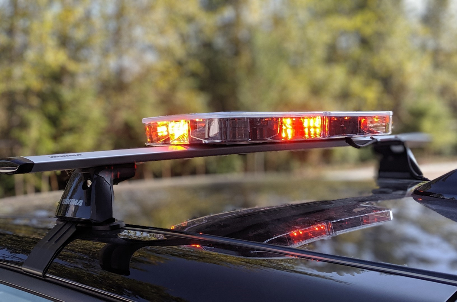 Warning lights on top of police car